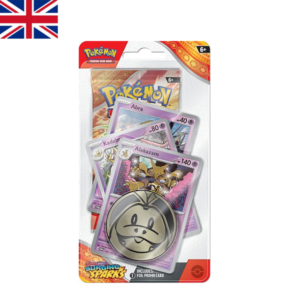 Premium Checklane Blister Surging Sparks con línea Evolutiva Alakazam | Inglés | POKÉMON