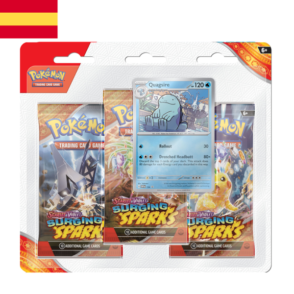 Blister 3 sobres Surging Sparks con Carta Promocional Quagsire | Español | POKÉMON