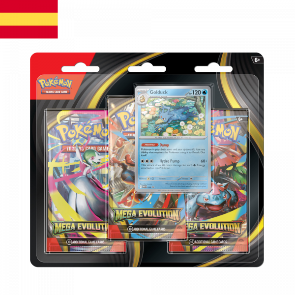 Blister 3 Sobres Mega Evolución de Golduck | Español| POKÉMON